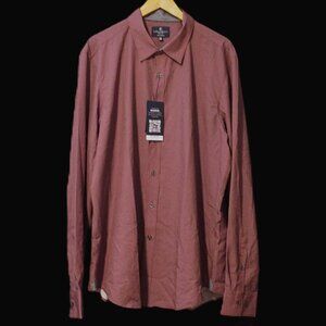 ConStruct Slim Fit Mini Purple Plaid Pattern Button Up Dress Shirt Mens XXL Tall